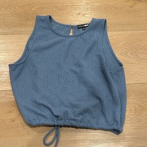 Fashion Nova Blue Backless Shirt